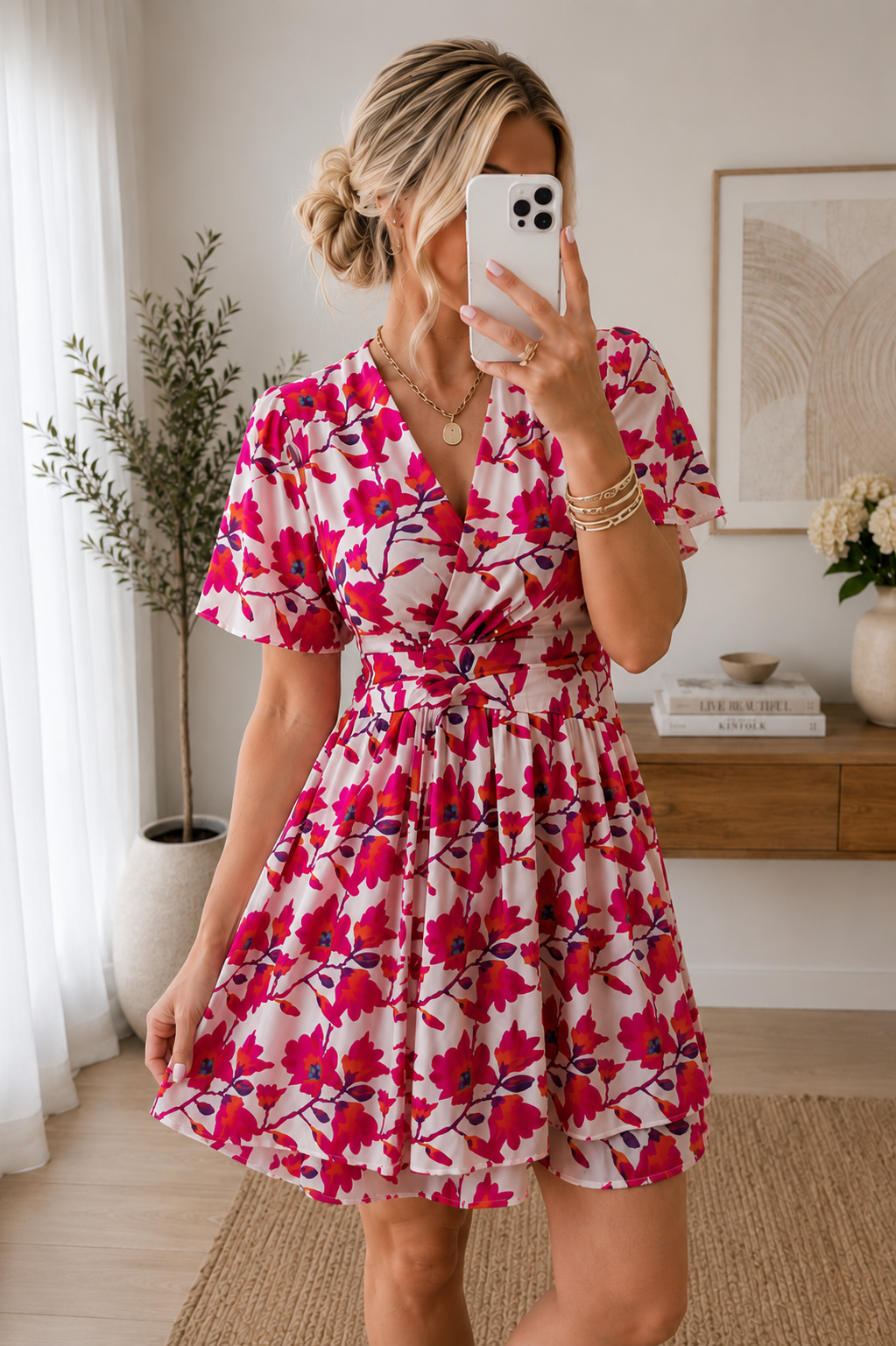 Robe Fleurie Col V